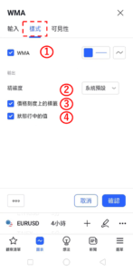 設置加權移動平均線-樣式