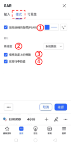 設置SAR指標-樣式