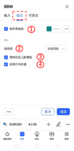 設置布林通道寬度-樣式