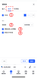 設定WMA指標-樣式