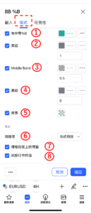 設置布林帶%B指標-樣式
