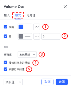 設定成交量震盪指標-樣式