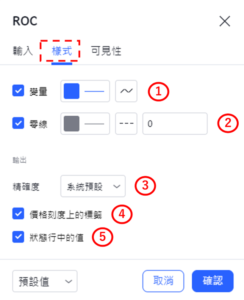 設定ROC指標-樣式