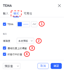 設定TEMA指標-樣式